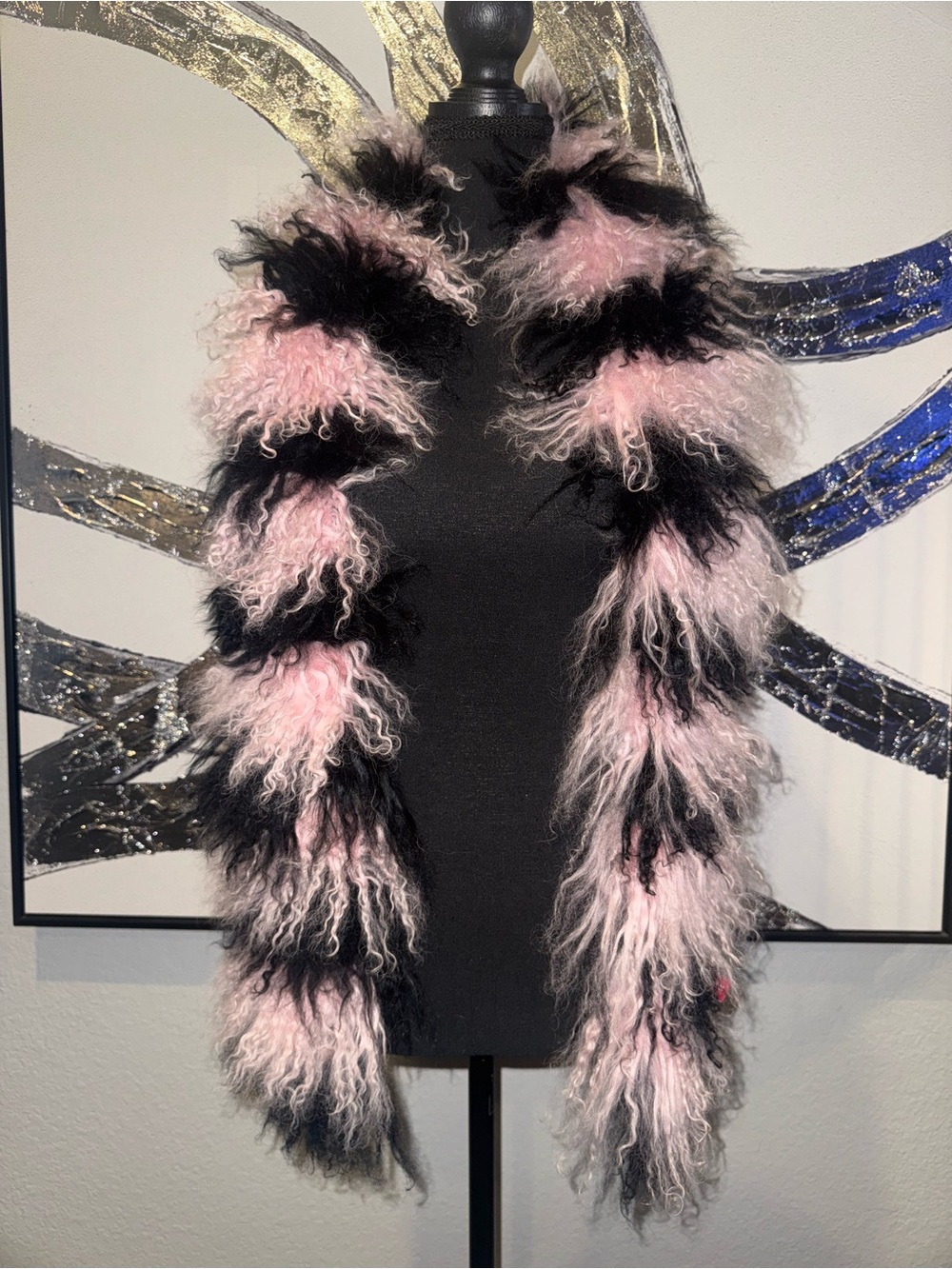 Anne Klein Pink and Black Feather Boa